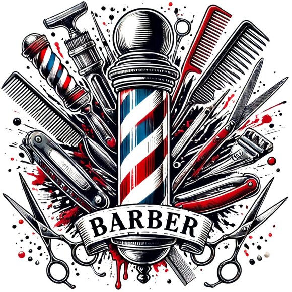 Barber Shop Tumbler, Barber Tools Tumbler, Barber Pole Tumbler, Travel Tumbler - Picture 2 of 8